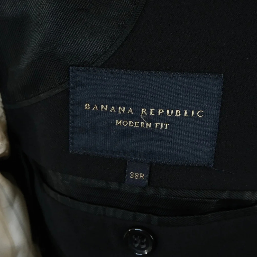 Banana Republic 38R Sport Coat Cerruti Wool Black Two Button Lined Vented Formal